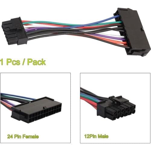 ATX 24-Pin Female to 12-Pin Male Converter Adapter Power Supply Cable 18AWG Cord for Acer Q87H3-AM Motherboard 12Pin