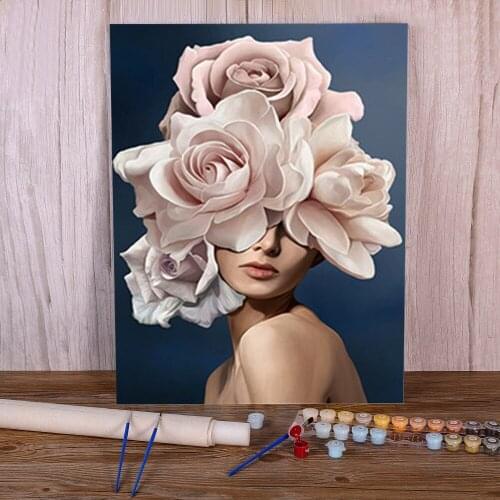 Girl Flower DIY Paint By Numbers Complete Kit Acrylic Paints 50*70 Paiting By Numbers New Design For Children For Handicraft