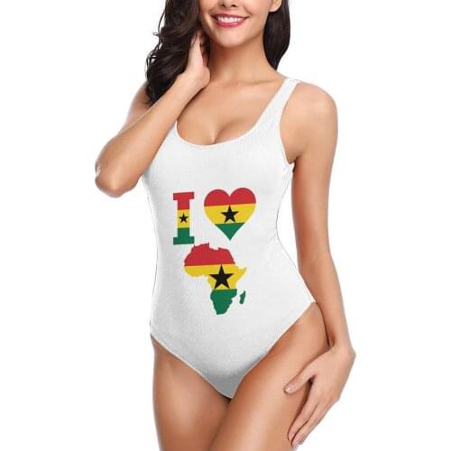 I Love Ghana Flag Africa Map T Shirt sexy Bikinis Women Swimsuit Low Waist quick drying Women surfing Beach wear M3