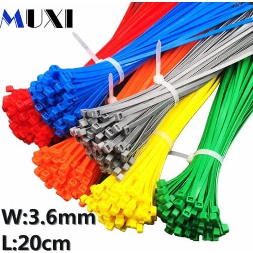 20Pcs/bag 4x200 4*200 3.6mm Width Self-Locking Green Red Blue Yellow Nylon Wire Cable Zip Ties.cable ties