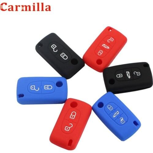 Carmilla Silicone Case for Peugeot 208 207 308 RCZ 408 407 307 206 for Citroen C4 C5 C3 C2 C4L Xsara Picasso Car Flip Key Cover