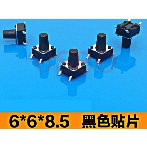 SMT Touch Switch Brass SMD Black Miniature Push Button Switch 4 Legs 6*6*8.5mm
