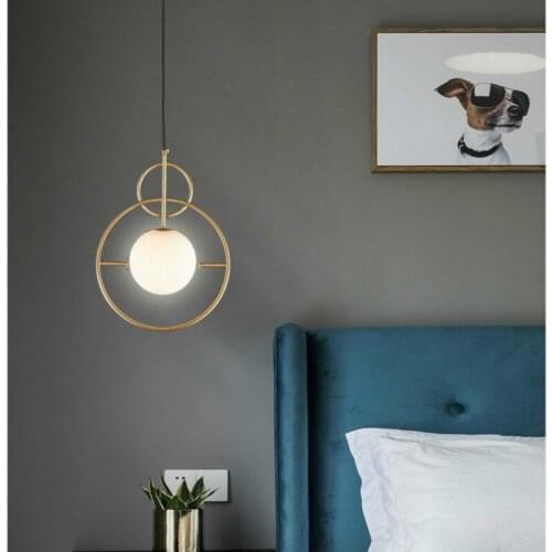 Modern Industrial Pendant Light Glass Ball Hanging Lamp Nordic Gold Pendant Lamp for Restaurant Bedroom Living Room Decor Light