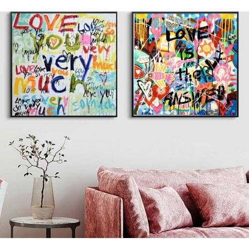 Modern Street Color Love Letters Graffiti Poster Mural Family Bedroom Childrens Room Wall Decoration Canvas Art (no Frame)