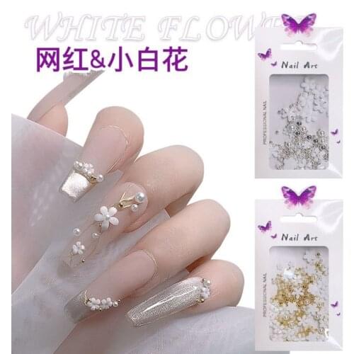 Mixed Size Steel ball Steel White Three-dimensional Five-Petal Flowers Resin Flatback DIY Jewelry/Nail Art Decoration