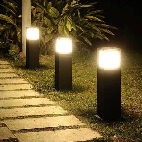 Thrisdar 60CM E27 Square Outdoor Garden Pathway Lawn Lamp Villa Courtyard Stand Pillar Light Modern Park Landscape Bollard Lamp