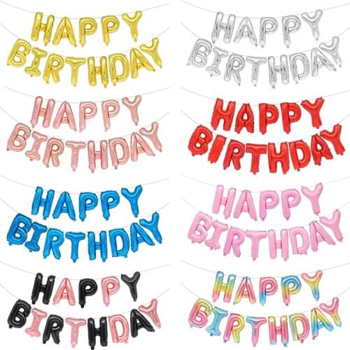 13pcs Happy Birthday Balloons Rose Gold Letter Foil Balloon Adult Kids Birthday Party Decoration Air Globos Wedding Anniversaire