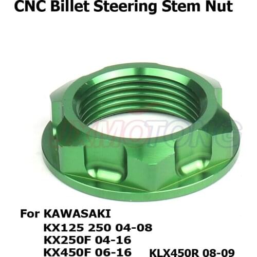 CNC Billet Steering Stem Nut For KX125 250 04-08 KX250F 04-16 KX450F 06-16 KLX450R 08-09 Dirt bike Off Road Motocross