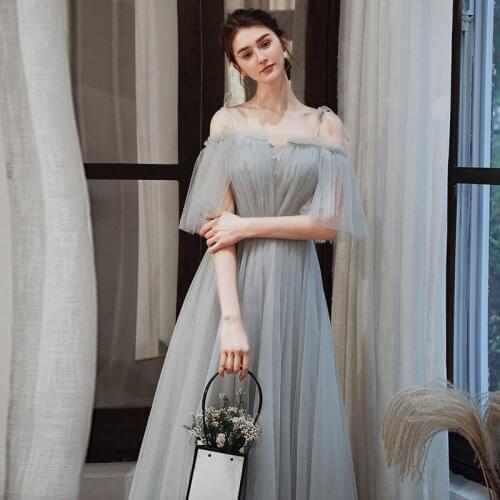 Women Fairy Lacing Up Long A-Line Prom Dresses 2021 Sexy Spaghetti Strap Backless Tulle Evening Gown Vestido