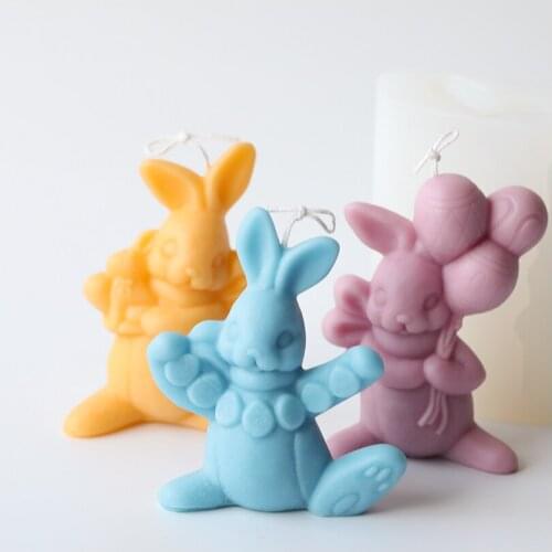 3D Rabbit Silicone Material Handmade Candle Mold DIY Cute Bunny Aromatherapy Mould Supplies Home Decoration