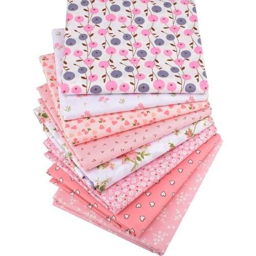 8pcs 40x50cm Pure Cotton Twill Fabric Suit Pink Series Print Cotton Twill Fabric for DIY Patchwork Handicrafts Home Textile