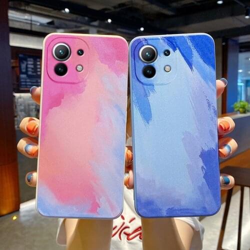 Case For Xiaomi Mi 11 Lite New Watercolor Soft TPU Silicone Back Cover For Xiaomi Mi 11 Ultra Pro Mi11 Lite Anti-Fingerprint