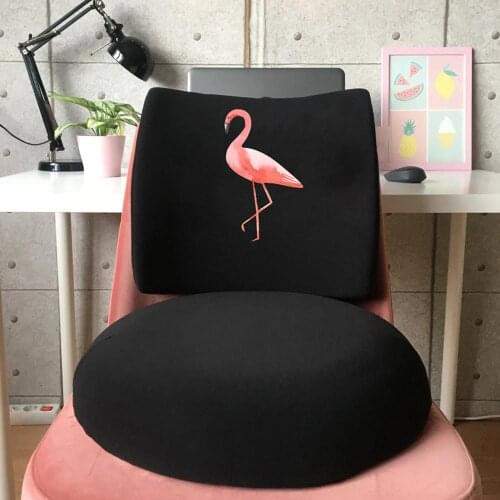 Custog Memory Foam Waist Support Pillow And Sitting With Cushion Pad Set Of 2 For Office Chair Orthopedic Health Care Flamingo