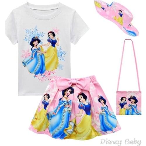 Disney Princess Baby Girls Clothes Set Suit T shirt + skirt + bag Cute Clothes Suits For Girls Kids Cartoon Dress Party