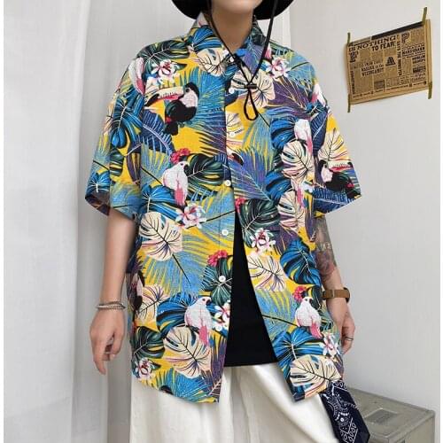 Styles Fashion Summer Mens Short Sleeve Hawaiian Shirts Casual Floral Shirt Regular Fit Vacation Beach Clothing