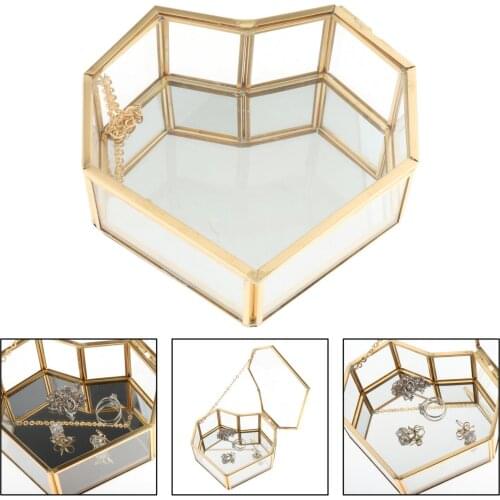 Nordic Style Glass Storage Box Gold Tray Jewelry Cosmetics Display Box