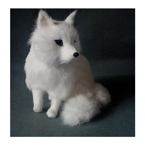 About 20x16cm simulation white fox ,furry fur model ornament home decoration gift h1370
