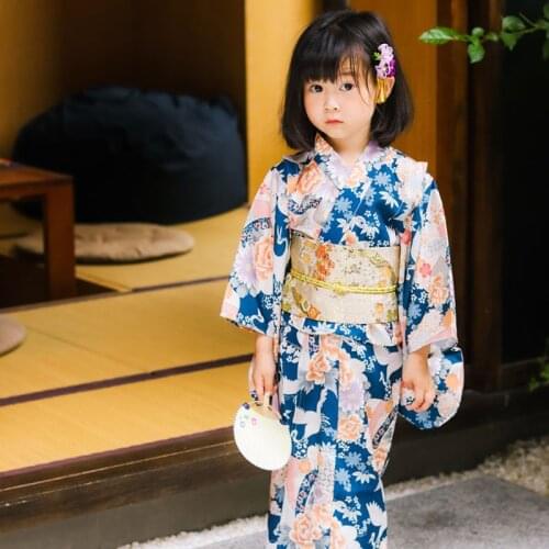 Embroidered Kimono Kids Japanese Fashion Streetwear Japanese Kimono Asian Dress Crane Anime Clothing Cosplay Kimono JL1231