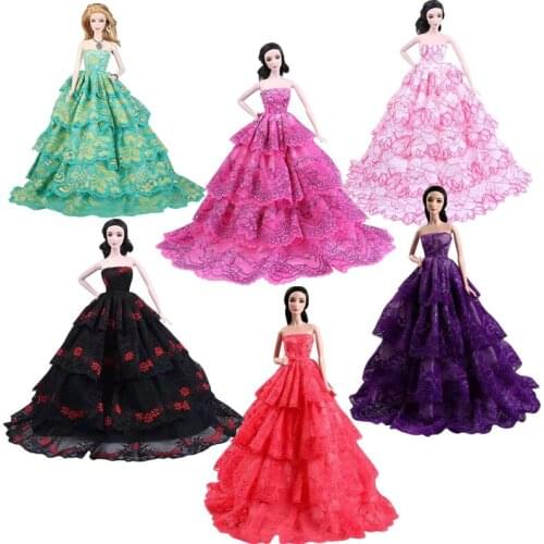 1/6 BJD Clothes Classic Off Shoulder Princess Wedding Gown for Barbie Doll Clothes Evening Dress Outfits 11.5" Dolls Accessories