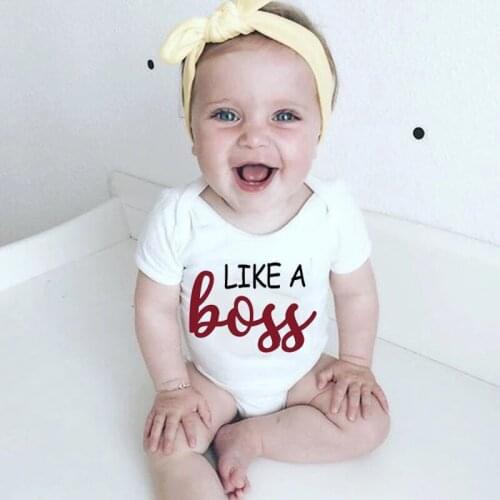 Like a Boss Cute Clothes Baby Rompers Baby Boys Girls Bodysuit Cotton Infant Baby Summer Funny Jumpsuits Newborn Baby Sleepwear