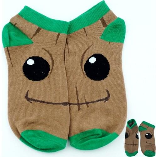 Cute Groot Tree Man Baby Short Socks Cartoon Fashion Ankle Casual Dress Socks Colorful Stockings Tight Cosplay character socks
