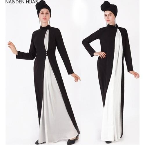 Latest design black and white muslim girl school formal islamic school uniform designs abaya simple jilbab dubai abaya Hot Sale