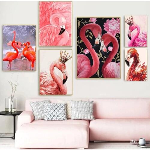 CHENISTORY Paintings By Numbers Kits Animal Acrylic Paints By Number Animal Flamingo with Frame Living Room Decor Diy Gift
