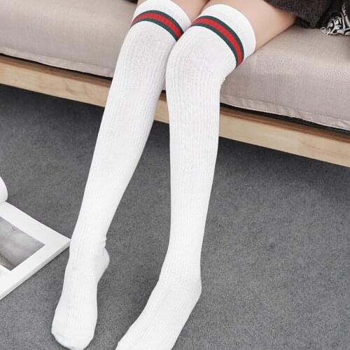 High Quality Cute Elegant Lovely Kawaii StripeSweet Harajuku Cotton Women Socks Solid Color Character Casual Long Socks Hot