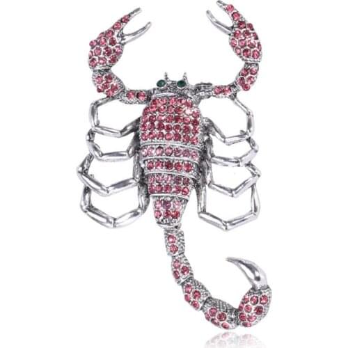 New Crystal Animal Scorpion Brooch Metal Insect Lapel Pins Fashion Suit Shirt Corsage Women and Men Clothing Accessories Jewelry