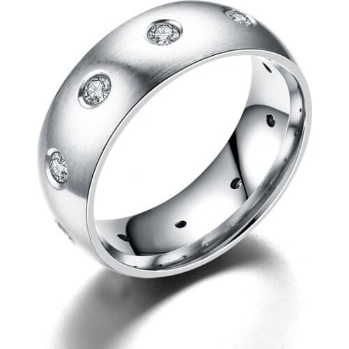 BAECYT New Fashion 316L Stainless Steel Rings 8mm For Women Oblique Zircon Engagement Wedding Ring Jewelry anillos anneaux