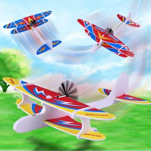 Montessori Hand Throw Airplane Foam Glider Model Electric Aircraft Kids Toys Outdoor Fun Child-parent Game Gift For Children Boy