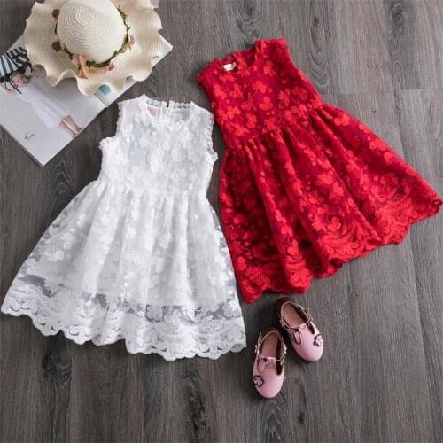 Lace Dress for Girls Summer Sleeveless Princess Dress Baby Girls Dress Party Clothes Casual Wear Kids Dresses For Girls 3-8 Yrs