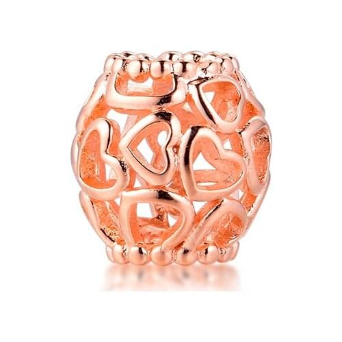 Fits for Pandora Beads Bracelets Rose Open Your Heart Charms 100% 925 Sterling Silver Jewelry Free Shipping