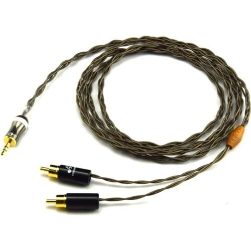 Siver plated 3.5mm Jack to 2 RCA Male Aux Cable DIY Length Audio Line