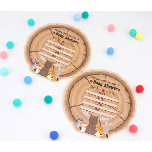 Woodland Animal Theme Fox Invitation Card Party Decorations Supplies Baby Shower Event Birthday Party Invitation