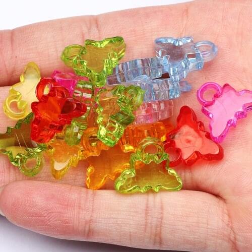 Colorful Mix Cartoon Butterfly Loose Spacer Beads 30pcs 17x15mm Transparent Acrylic Beads For Jewelry Making Diy Accessories