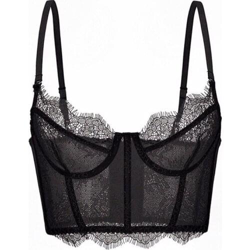 Sexy Lingerie for Small Breast Ultra Thin Thick Lace Push Up Bra Breathable Hallow Out Bra Set Wireless Posture Support Bra