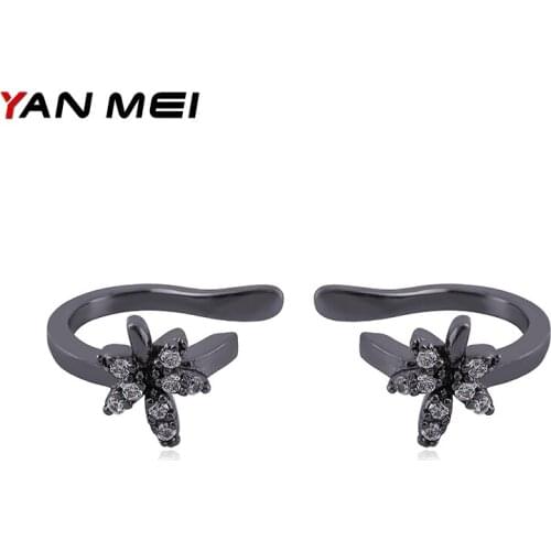 YANMEI Mirco CZ Stud Earring For Women Crystal Flower Jewelry Accessories Oorbellen Party Gifts For Friend YME8040