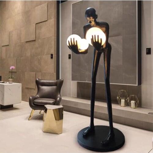 Postmodern Humanoid Floor Lamp Sculpture Holding Ball Model Art Designer Villa Garden Hotel Lobby Living Room Creative Decorativ