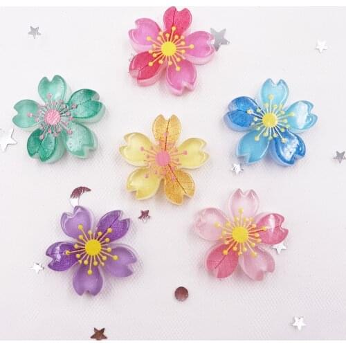 New 12pcs Glitter Colorful Resin 27mm Snowflower Flatback Rhinestone Scrapbooks Wedding DIY SG73