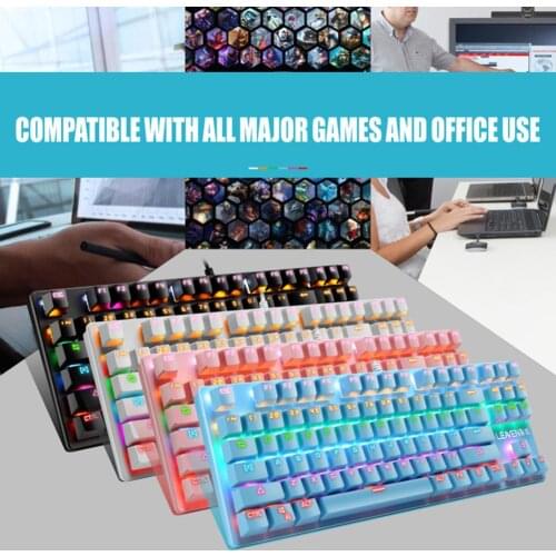 Universal 60±20GF Wired 87-Key Universal RGB Key Cap Cover for Blue Switch gaming Mechanical Keyboard 4 colors LED light