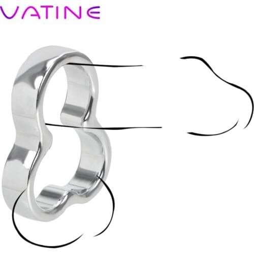VATINE Erotic Sex Toys for Men Ball Stretcher Scrotal Bondage Cock Rings Stainless Steel Delay Time Metal Chastity Devices