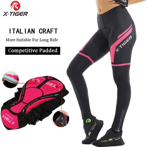 X-Tiger Women Anti-Shock Cycling Pants Mountain Bike Cycling Trousers Anti-Sweat 3D Anti Slip Padded Gel Racing Bicycle Pants