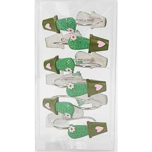 12 pcs Shower Curtain Hook Decorative Resin Cute Plant Curtain Rings Curtain Hooks for Bathroom Bedroom Baby Room Living Room