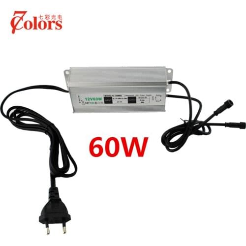 12V 60w Power Supply for LED Light Waterproof IP67 Transformer 220V 12V EU US UK AU Plug LED Driver with 2 male connector