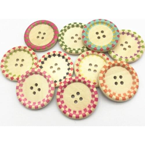 30pcs 40mm Extra Large Wood Natural Gear Cogs Print Buttons Sewing 4 Holes Button Embellishments Coat Bag Decorations DIY Crafts