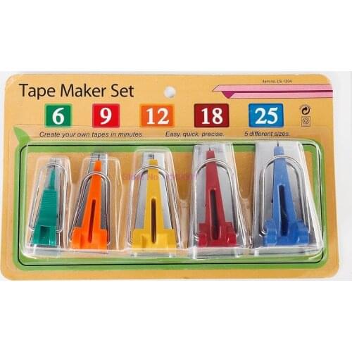 40set Sewing Accessories Pick Size 6mm/9mm/12mm/18mm/25mm Bias Tape Makers Sewing Machine Tools Bias Binding Tape Maker