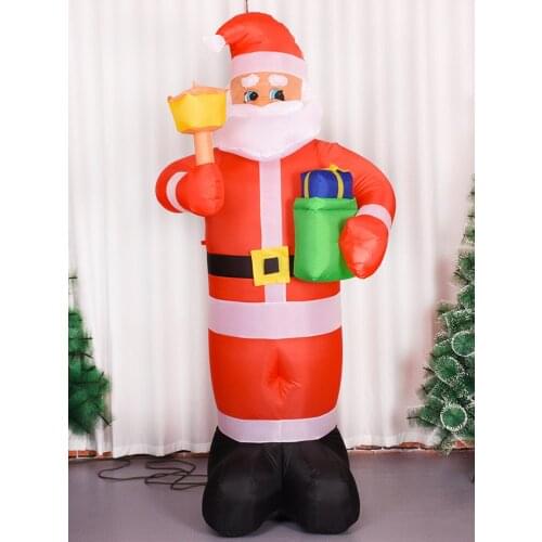 Large Inflatable Christmas Outdoor Decorations 2.2m Santa Claus Holding A Toy and A Gift In Hand Party Props Decorations