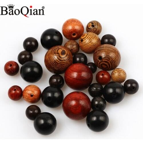 6-15mm Redwood Rosewood Wenge Round Ball Natural Wooden Beads For Jewelry Making DIY Wood Crafts Home Decoration Handicrafts