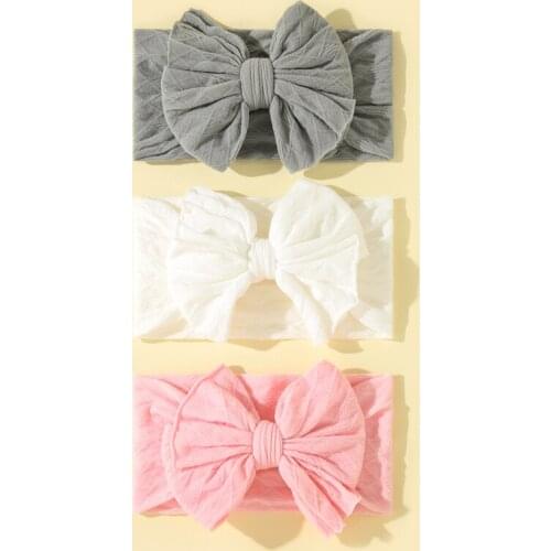 3Pcs Baby Headband Summer Cute Nylon Bows Baby Girl Headbands Elastic Bowknot Newborn Hair Band Turban Set Hair Accessories